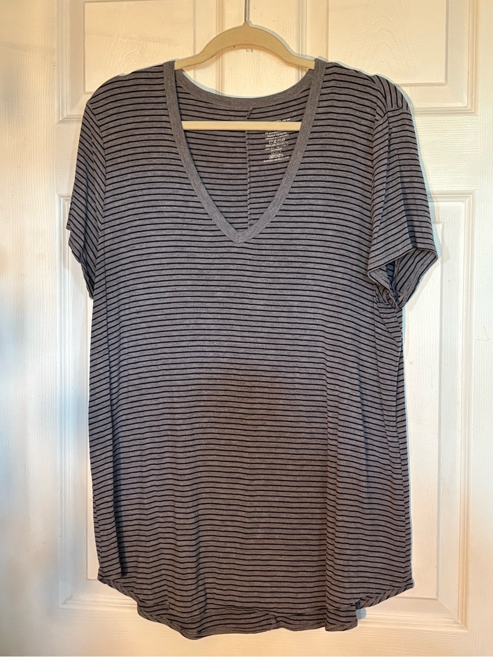 George Gray Striped V-Neck Short Sleeve Top